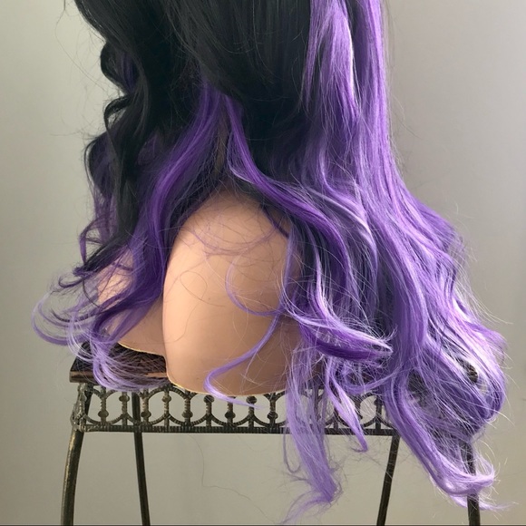 Very Pretty Effortless Style 24” Black & Purple Premium Fiber Wig - Picture 6 of 10